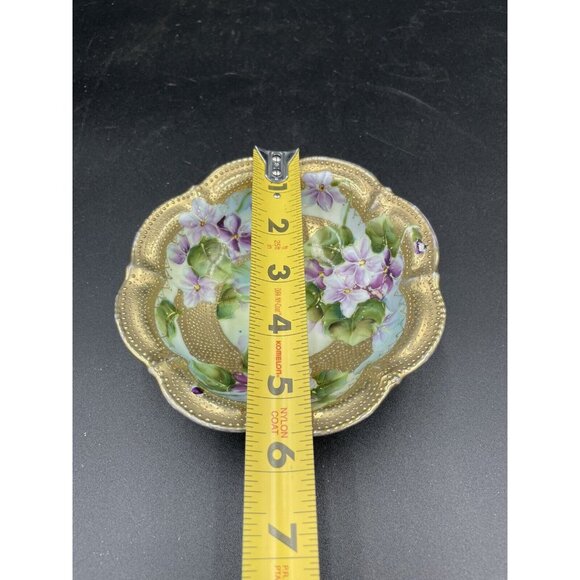 Antique Nippon Hand Painted Moriage Berry Bowl Purple Floral Gold Gilt 6” Bowl 1 - Picture 5 of 6